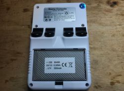 Back of R36S console showing 3500 mAh battery and model label