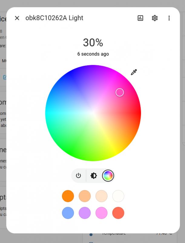 Light Control Interface in Home Assistant Interface for managing light in the Home Assistant app.