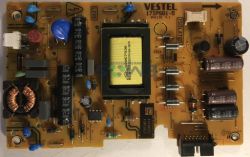 Płytka zasilacza TV VESTEL 17IPS61-5 z transformatorem, kondensatorami i złączami