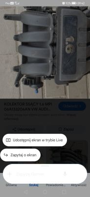 Kolektor ssący silnika 1.6 MPI do Audi A3 widziany z góry