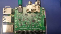 DAC Pro board attached to Raspberry Pi 4 with visible RCA and jack outputs