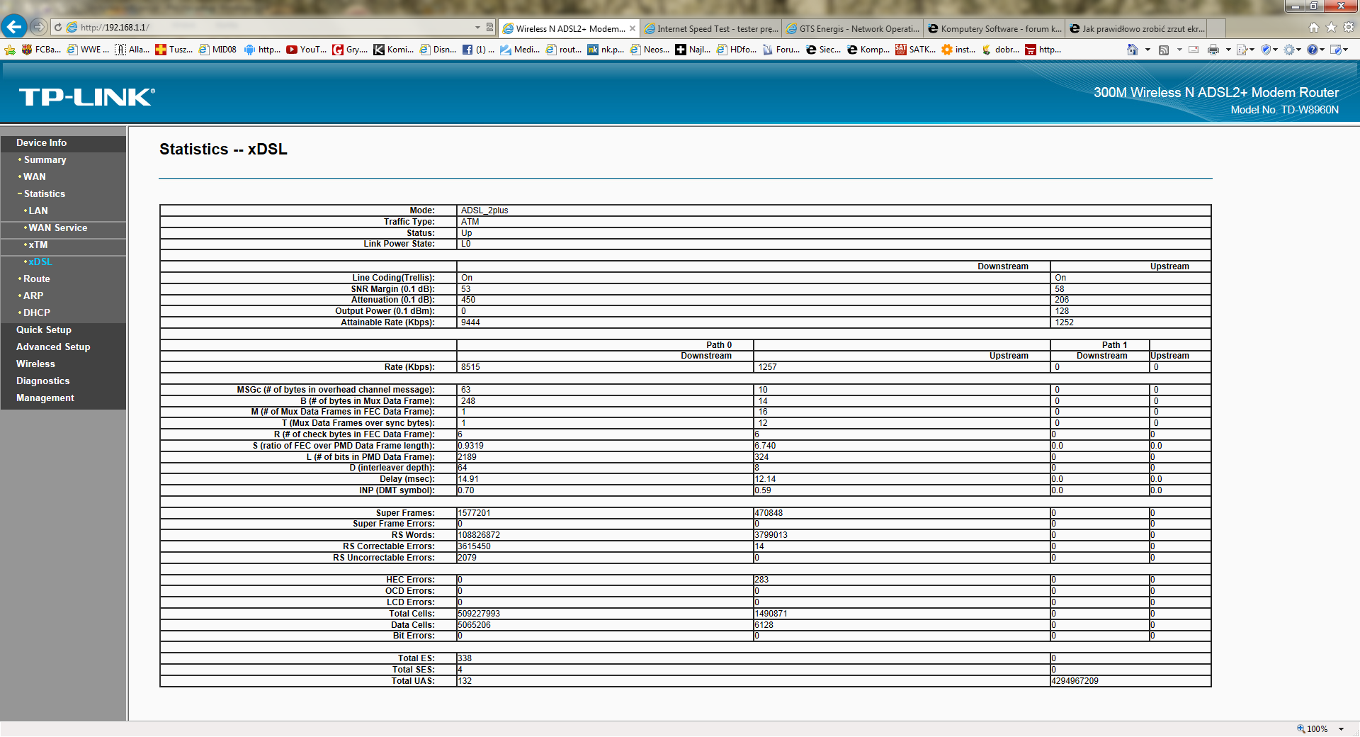 Stats lan. Adsl2 спецификация. ADSL модем таблицы\. Statistics- XDSL. TP link td w8960n.