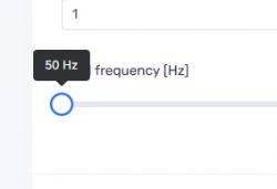 Slider set to 50 Hz frequency on a user interface.