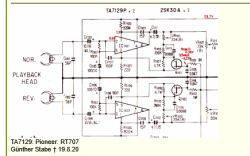 Schemat elektroniczny z układem TA7129P i elementami tranzystorów 2SK30A.