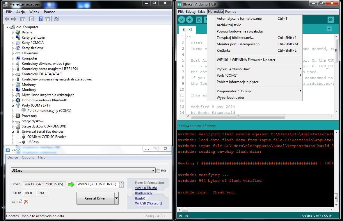 Aktualizacja firmware programatora USBasp MSX za pomocą Arduino UNO i ...