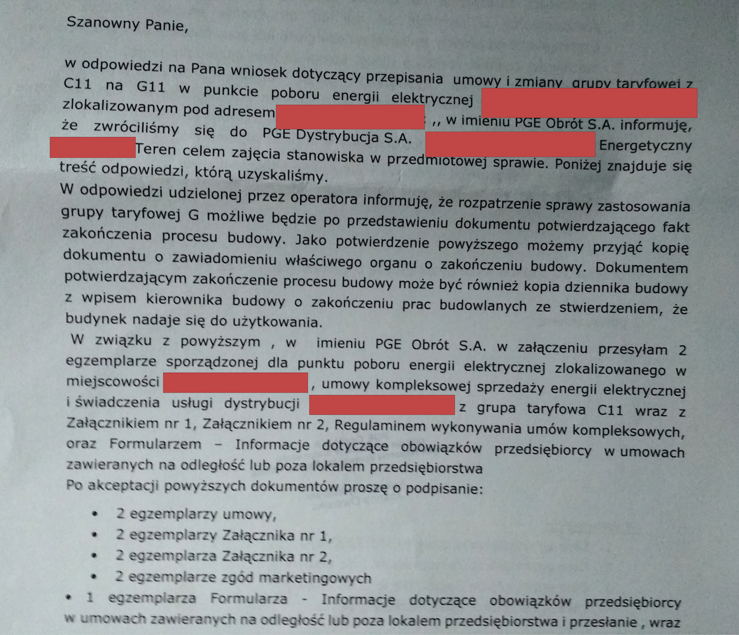 Pge Zmiana Właściciela Po śmierci Z C11 na G 11 bez odbioru - Zmiana tzw.taryfy - 10