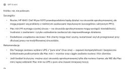 Zrzut ekranu z odpowiedzi GPT-5 mini opisującej zalety UPS z czystą sinusoidą