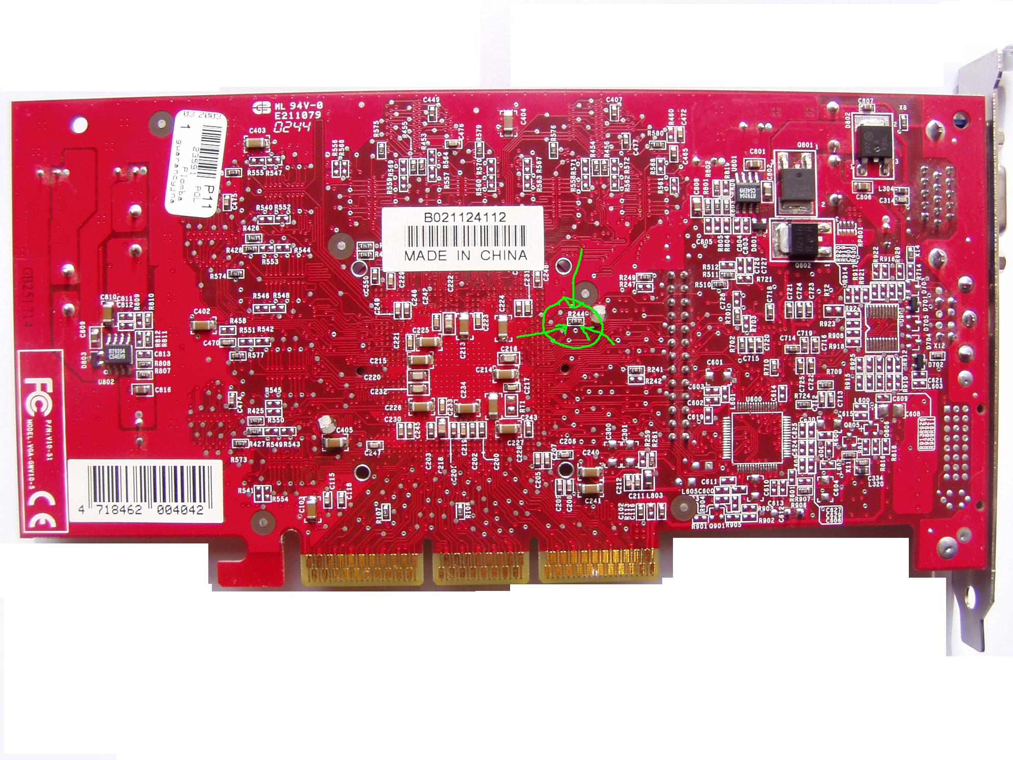 Gainward GeForce 3 Ti200 64MB wartość rezystora R244