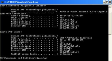 Brak połączenia GG i serwerów gier online przy udostępnianiu internetu
