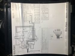 Schemat elektryczny systemu Balboa z oznaczeniami i instrukcjami.