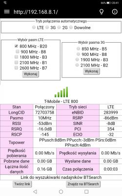 Dobór operatora dla lokalizacji 52.0475163438836, 23.134999055934546 z routerem b818