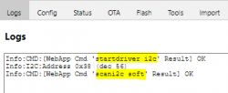 OBK Configuration Logs with i2c Detection Screenshot of OBK configuration logs with i2c sensor detection