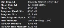 Screenshot showing technical details of ESP32-S2R2 microcontroller.