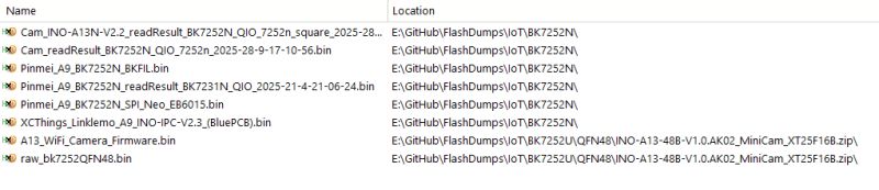 BK7252N flash dumps and firmware files from GitHub folder List of BIN files and folders related to BK7252N and A13 devices