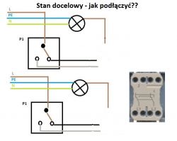 Schemat podłączenia oświetlenia z trzema włącznikami.