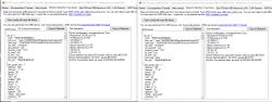 Screenshot of two BK7231 Easy UART Flasher windows showing JSON data and a device configuration description.