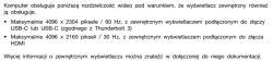 Fragment instrukcji komputera dotyczący obsługiwanych rozdzielczości wideo.