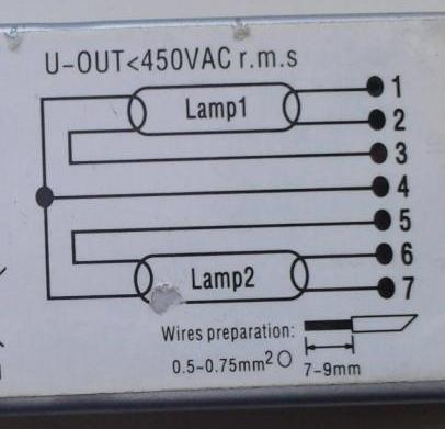 Podłączenie 1x36W do statecznika 2x36W - oświetlenie akwarium