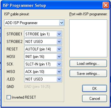 ISP Programmer - jak ustawić setup dla konkretnego schematu?