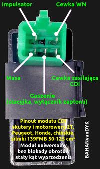 Pinouty modułów zapłonowych i regulatorów w popularnych motorowerach