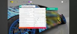 Ekran ustawień zaawansowanych do kierownicy Logitech w grze Forza Horizon 4.