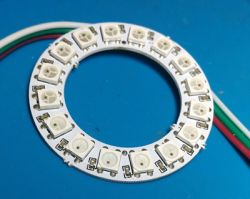 WS2812B LED ring with colored wires.