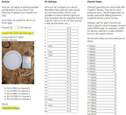 Configuration of CLOUDY BAY 6-inch Smart device with pin and channel settings.