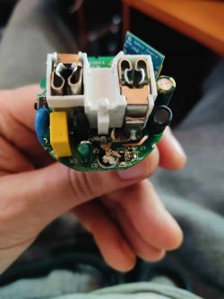 Interior of an Ezviz T30-10A smart plug showing a component labeled C8.