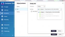 Screenshot of network settings in the Container Station app on a QNAP server.