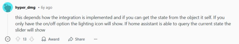Comment by user hyper_dmg on a forum about integration and icons in Home Assistant.