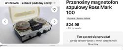 Przenośny magnetofon szpulowy Ross Mark 100 z białą pokrywą i taśmami magnetycznymi