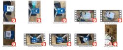 Photos of several blue electronic modules, one with a close-up view on a breadboard with wires in the background.