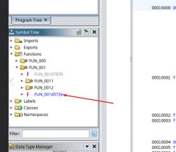 Screenshot showing a symbol tree structure in a development tool.