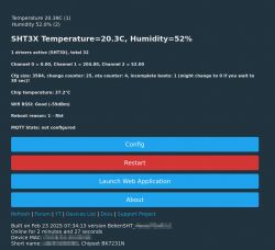 User interface showing temperature and humidity data with configuration options.