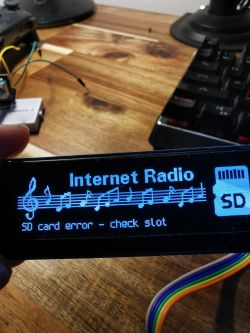 Display showing SD card error - check slot on an internet radio.