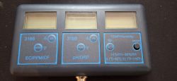 Water Quality Tester with Three Displays Water quality tester with three displays on a black casing.