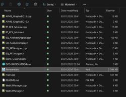 Screenshot of an Arduino project folder containing source files and firmware.bin