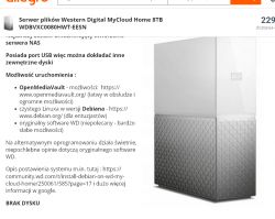 Server plików Western Digital MyCloud Home 8TB bez dysku HDD