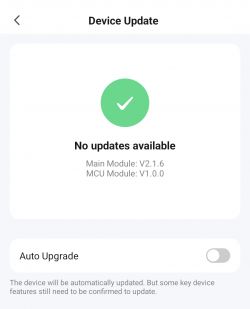 Device Software Update Device update screen with no updates available