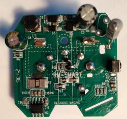 RM-SMART Wi-Fi Smart Plug PCB Layout Electronic circuit board of the RM-SMART Wi-Fi smart plug.
