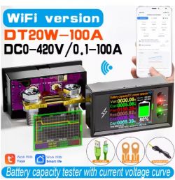 Atorch DT20HBW Wi-Fi Battery Capacity Tester Atorch DT20HBW device displaying battery capacity test with smartphone app.