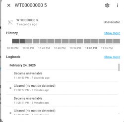 Home Assistant Device Status Screenshot Screenshot from Home Assistant platform showing device status.
