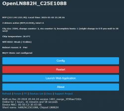 User interface of OpenLN882H_C25E1088 device showing system status information.