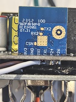 Electronic module with visible markings and connections.