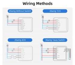 Wiring diagrams for different switches.