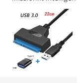 Adapter USB 3.0 do SATA z wtyczką USB Type-C i USB