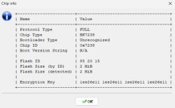 Application window showing chip info for BK7238 with 2 MiB Flash memory