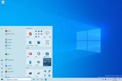 Pulpit systemu Windows 10 z otwartym menu Start na tle domyślnej tapety