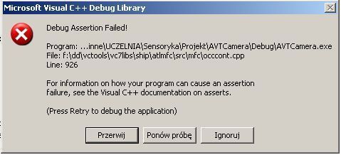 Integracja ActiveX z openCV w VC++ - błąd przy uruchamianiu aplikacji