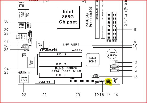 Подключение материнской платы asrock p4i65g